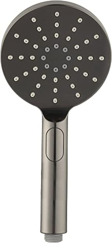 Ben Push Handbrause - 3 Wasserdüsen normaler Strahl, weicher Strahl, Nebel - Strahlarten wählen auf Knopfdruck - Schwarz Gebürstet - Rund