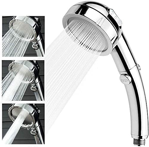 Wolvex Shower Head, Universal Handheld Shower Head with Adjustable ON/Off Button to Control Water Flow, Higher Pressure Water Saving with 3 Sprays Modes
