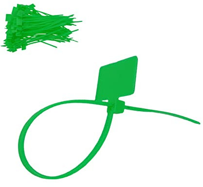 Crapyt 100 fascette stringicavo in nylon con etichetta verde forte da 15,2 cm scrivibili fascette in plastica resistente per uso domestico interno/esterno autobloccante colore brillante promemoria