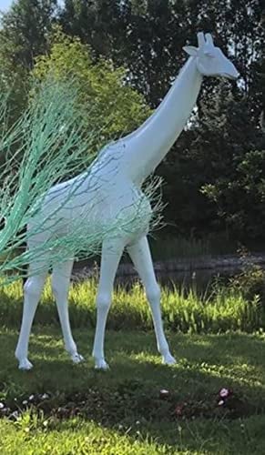 Casa Padrino Designer Deko Skulptur Giraffe Weiß H. 320 cm - Riesige Dekofigur - Lebensgroße Tierfigur - Wetterbeständige Gartendeko Figur XXL Skulptur