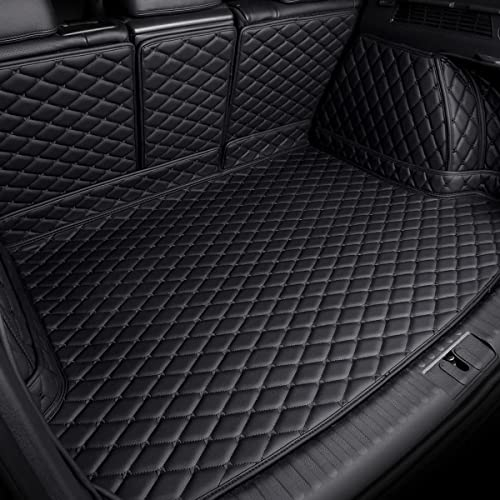 Auto Leder Kofferraummatten für Audi A4 B8 Avant/Kombi 2015-2019, Kofferraumschutz Hund mit Seitenschutz, Wasserdicht rutschfest Auto Cargo Liner Pads