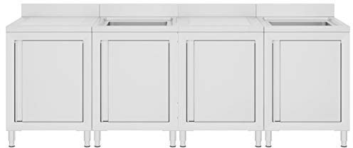 Tidyard Gastro-Spülenunterschrank Spülschrank Spülbecken Spültisch Gastrospüle Spüle Arbeitsschrank Küchenschrank 240x60x96cm Mit verstellbaren Füßen für unebenen Boden,Edelstahl