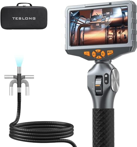 Teslong Endoskopkamera mit Licht, Endoskopkamera beweglicher Kopf, Drehbar Endoskop 5.0 Zoll LCD-Bildschirm Endoskop Kamera, Inspektionskamera Rohrkamera mit 8 LED-Leuchten(1.55M/8.5mm)