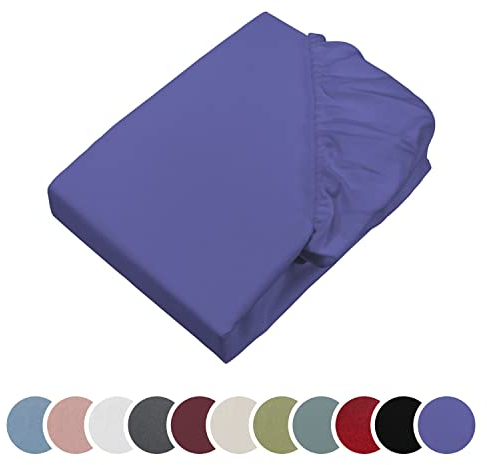 sleepling Biber Spannbetttuch, Feinbiber Spannbettlaken, Made in Germany, 100% Baumwolle, Matratzen bis 23 cm Höhe, Rundum Gummizug, Ökotex, waschbar 60 Grad, 90 x 200, violett