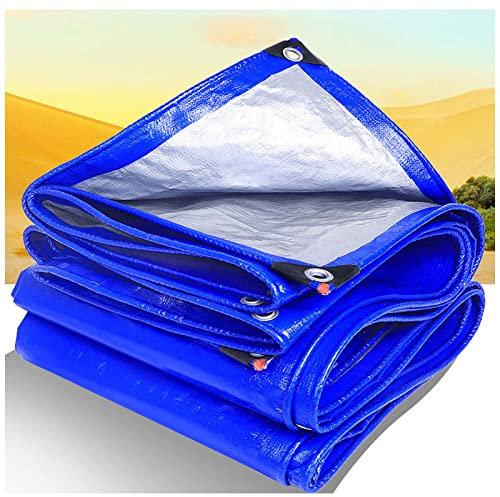 Lona de Protección Impermeable con Ojales,Lonas para Terrazas Exteriores,160g/m² PE Toldo Reforzada de protección para Muebles,Piscina,Jardín,Coche,Remolque,Azul Plata,4x7m/13.12x22.96ft