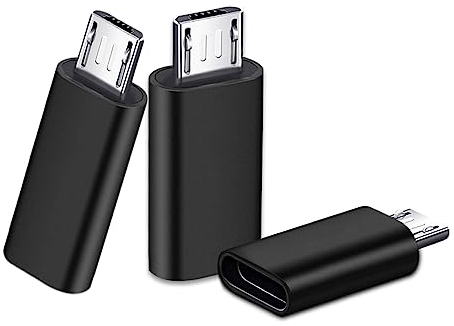 SHUBEIEUMI Adaptateur USB C à Micro USB 3 Pièces, Adaptateur Type C Femelle Micro USB Male, 2.4A Chargement Rapide pour PC, Samsung, Huawei, etc (Noir)
