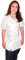 KODAMA - Tunique Médicale Femme Col Cache-Cœur Asymetrique -Blanche, Manche Courte- Blouse Professionnel avec Cordon de Cintrage (Taille 2 - M - 42/44)