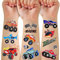 75 PCS Truck Temporary Tattoo for Kids, Groovy Metallic Styles Tattoos for Truck Birthday Party Supplies -Racing Car Checkered Flag Trophy Flames Wheel Fake Tattoo Stickers for 5 6 7 8 Years Old Boys