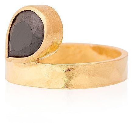 Onyx Ring, Onyx Frau Ring. Birne Onyx Ring. Vergoldeter Silber Onyx Ring. 925 Sterling Silber Onyx Ring. 24K Gold plattiert Silber Onyx Ring.