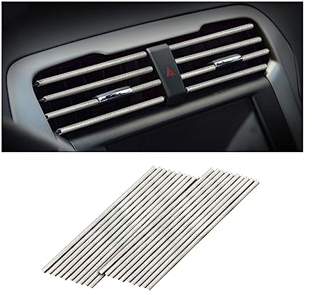 CGEAMDY 20 Piezas Tiras Decorativas para el Aire Acondicionado del Coche, Accesorios para el Interior del Coche, Tira Decorativa Multicolor para la MayoríA de las Salidas de Aire (Plata Hielo,)