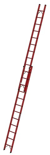 PROREGAL Sprossen-Schiebeleiter GFK 2-teilig ohne Traverse 2x12 Sprossen | Leiter, Teleskopleiter, Trittleiter, Bockleiter, Sprossen-Doppelleiter