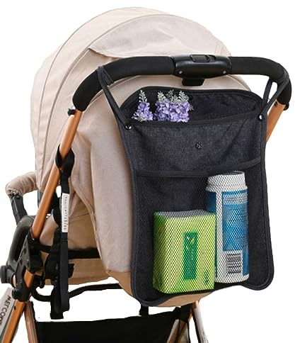 König Design Universal Kinderwagen Einkaufsnetz Organizer Baby Tasche Buggy Kinderwagennetz, Farbe:Schwarz