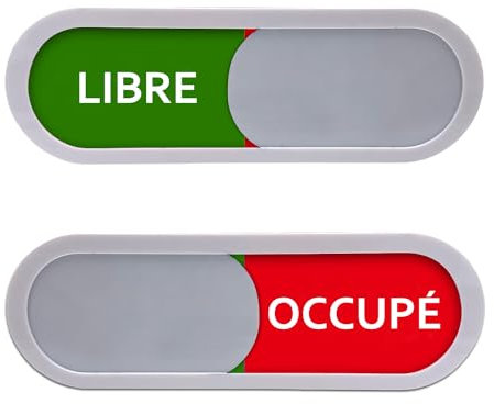 Andchi Lot de 2 panneaux LIBRES OCCUPÉS Plaque coulissante Auto-inscription Plaque de porte Plaque d'occupation officiels pour bureau (Français LO)
