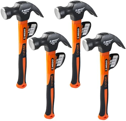 WEDO 4PCS Juego de Martillo de mecánico,226g(8oz),Largo 270mm,Maza de Alto contenido de carbono,Herramienta de Carpintero,Martillo de Peña de fibra de vidrio