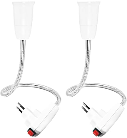 Abiemuce E27 Lampenfassung ohne Kabel, 360° Einstellbar Lampenfassung mit Schalter, Lampenfassung Steckdose EU-Stecker, Lampenfassung E27(ohne birne) (D-2PCS30CM)