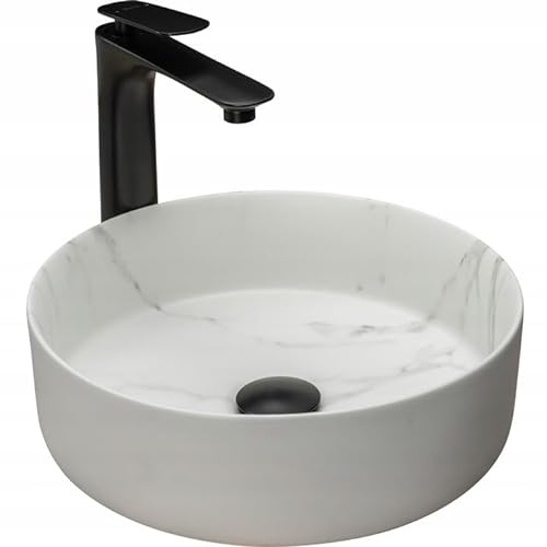 GTM Design Aufsatzwaschbecken Modern Waschbecken ohne Hahnloch - Elegant Aufsatzwaschbecken Oval für Badezimmer und Gäste WC - nur Bad Waschbecken - Modell 8