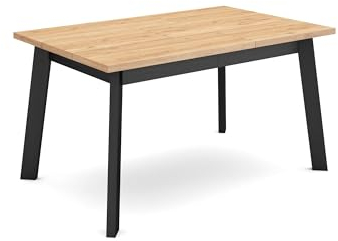 Skraut Home | Mesa Comedor | Mesa Fija Cocina y Salón | 140 | para 6 comensales | Patas de Madera | Estilo Moderno | Roble y Negro