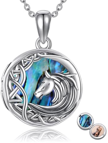 ONEFINITY Pferde-Medaillon-Halskette, 925er Sterlingsilber, Pferde-Geschenk, Schmuck für Frauen und Mädchen
