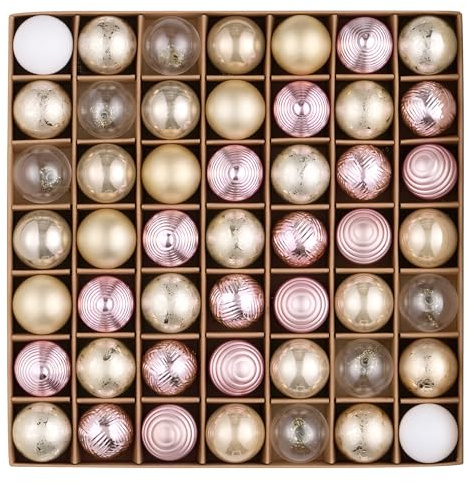 Valery Madelyn Christmas Baubles, 49 Pcs 3cm Mini Pink Gold Shatterproof Christmas Ball Ornaments for Tree Decoration