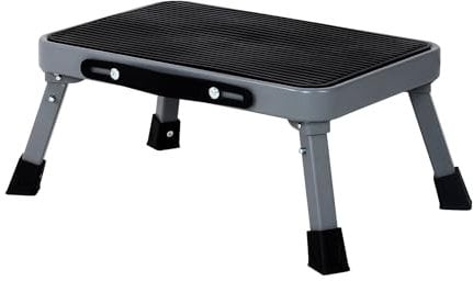 STOODER 7 Steel Folding Step Stool, Non-Slip Large Platform 1-Step Stools - Durable Compact, Foot Stool for Home Office Shop Use (Black)