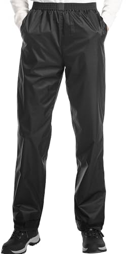 Coutyuyi Regenhose für Herren wasserdichte Leichte Winddichte Outdoorhose zum Wandern Camping Golf(Schwarz,M/28)