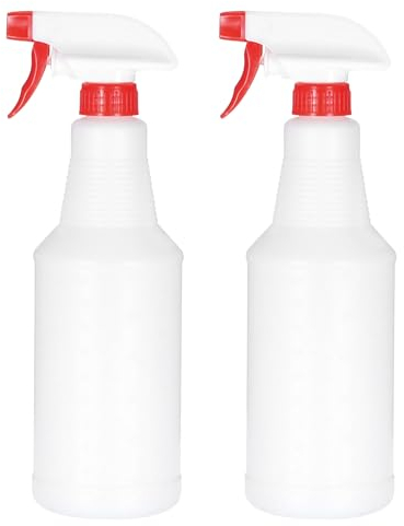 PATIKIL 750ml/24oz Plastic Spray Bottles, 2pcs Adjustable Nozzle Refillable Leak Proof Empty Water Mist Stream Sprayer for Cleaning Solutions Plants Hair, Red