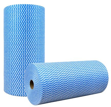 Peachicha J Cloths On Rolls,Kitchen Cleaning Cloth,Reusable Cleaning Cloths, Dish Cloth and Dish Towels, 2 Rolls, Total Pack of 200,Blue