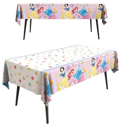 Tischdecke für Geburtstagspartys, Prinzessinnen, 137,2 x 182,9 cm, Geburtstagsparty-Tischdecke für Jungen und Mädchen, Kunststoff-Konfetti, rechteckig, Party-Tischdecke für Kinder, Baby-Geburtstag,