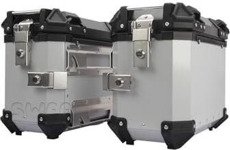 HRDMPFT Motorradkoffer Satteltasche 18L 28L 35L Seitenkoffer Motorrad Aluminium Wasserdicht Seitentasche, Motorrad Heckbox Reisen Motorradkoffer Schwarzes/Silber(Silver,18L)