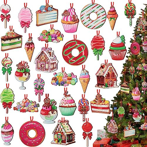 30 Stück Holz Weihnachtsbaum Deko Anhänger, Weihnachtsbaumschmuck Deko Christbaumschmuck Christmas Decorations Baumschmuck Weihnachten Basteln Weihnachtsbaum (30 Stück（1）)