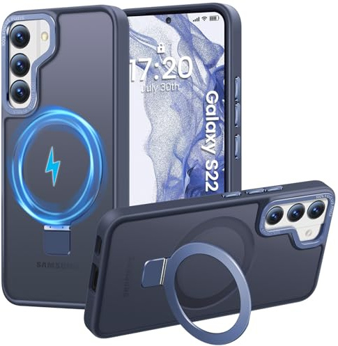 HuwaiH für Samsung Galaxy S22 Hülle mit Magnet Ständer, Navy Blau | Militärnorm Sturzschutz, Kratzfeste Anti-Fingerabdruck Schutzhülle, für Samsung S22 hülle 6,1