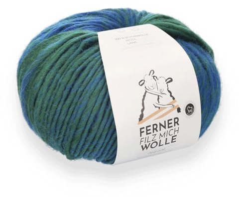 Ferner Wolle Filz Mich, Filzwolle mit Farbverlauf, 200g, 100% Wolle, für zwei gleiche Filzschuhe, mit Trennfaden, strickfilzen, stricken und filzen in der Waschmaschine (F2051)
