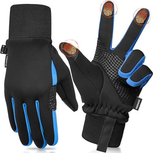 Sukeen Anti-Rutsch Handschuhe Kinder - Softshell Fahrradhandschuhe, Warme Winterhandschuhe, Wasserdicht, Winddicht, Laufhandschuhe für Mädchen Jungen 4-17 Jahre