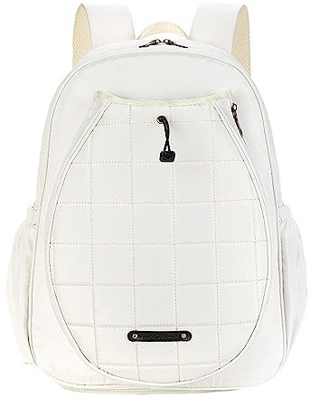 Qianly Tennis Rucksack, Tennistasche, Multifunktionale Sporttasche, Schläger Tragetasche für Damen Und Herren, Große Schlägertasche, Schlägerhülle für Pickle, Weiß