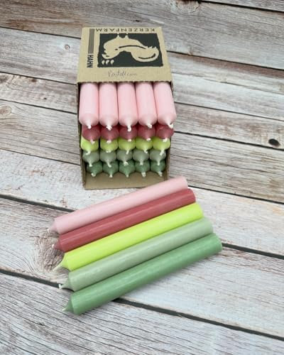 Kerzenfarm Hahn Stabkerzen-Set, 18cm Höhe, 22mm Durchmesser, 5 Farben, Bunte Kerzenbox (BOX 2)