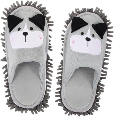 OATIPHO Pantofole Morbide e Lavabili Donna per Pulizia Pavimenti in Chenille Mop Adorabili a Forma di Cane Taglia 38-41 per Uffici e Camere
