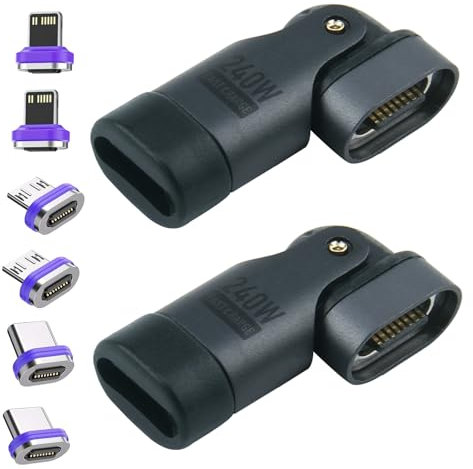 240w Usb C Magnetic Adapter, 16pin Type C Magnetic Charger 2 Pack 180° Rotatable Fast Charging Multi Charger 48v/5a Compatible for Samsung Galaxy S24 S23 A54,Phone 14 15 16 Pro Max,Pad 10 11