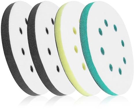 Zyiphor 4 Pièces Tampon d'Interface en Éponge Souple 125mm,Tampon de Ponçage Souple avec 8 Trous - Haute Performance Anticolmatant pour Ponceuse Orbitale/Excentrique