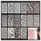 LynixTrade 16 Pcs Texture Stencils for Crafts Reusable, Geometric Stencils for Painting, Wood Grain Flower Template Spider Web Layered Spray Paint Template Kit on Wall Canvas Card DIY Art 8.7 x 4.1 in