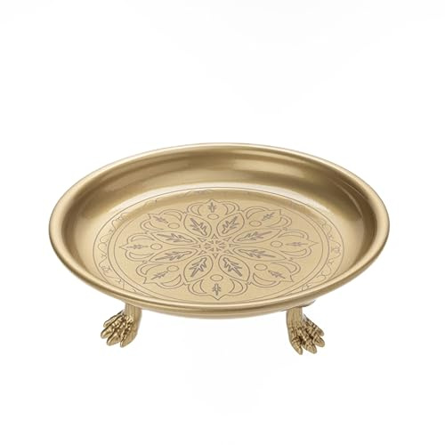 Antivera Solid Brass Pedestal Tray with Eagle Claw Feet – Vintage Gold Jewelry Holder, Candle Dish & Trinket Plate – Decorative Display for Vanity, Bathroom, Dresser, Entryway & Coffee Table Decor