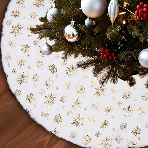 ACTOYS Tappeto Albero di Natale morbido Gonna, bella Copri Base Albero Natale, Copri Albero per Decorazione Natalizia (G-Oro, 120CM)