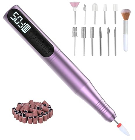 Torno Uñas Drill para Manicura Profesional Nail Lima Electrica 800mAh ,Fresas Broca Uñas Gel, 12 EN 1 4-6 horas de funcionamiento 20 000 rpm Set de manicura y pedicura