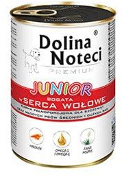 Dolina Noteci Premium JUNIOR Wet Dog Food/Non-Allergic Full of Nutrition Mineral Vitamin (400 g (Pack of 4), Beef Hearts)