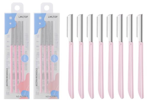 Lanjue 8 x Augenbrauen-Rasierer, Dermaplaning-Klingen für Gesicht, Gesichtsrasierer für Damen und Herren, Gesichtshaarentferner, Trimmer, Rasierpflege, Dermaplaning-Werkzeug (Rosa)