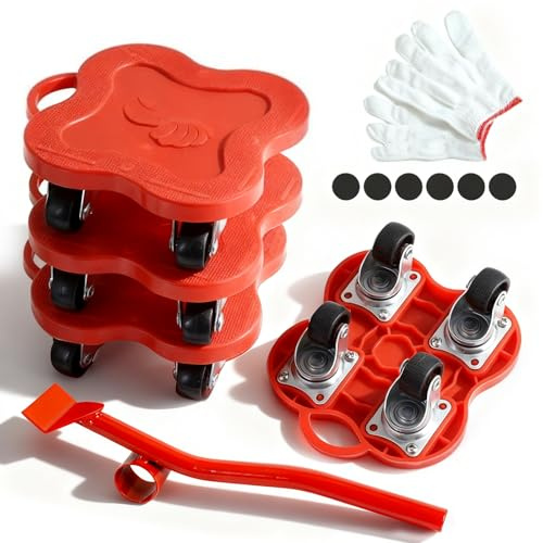 Furniture Sliders, Furniture Lifter 360° Full Rotation Moving Dolly with Brakes Heavy Duty Moving Wheels for Heavy Items Mover Tool Set for Sofas Fridge
