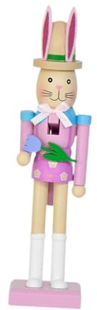 Baoblaze Easter Bunny Nutcracker Figurine Wood Statue 10 inch Decor Animal Sculpture Tabletop Ornament for Party Living Room Bookshelf, Purple