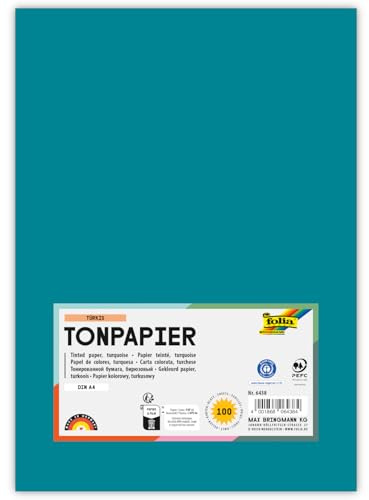 Tonpapier, 100 Bogen, 130 g/qm, DIN A4 (Türkis)