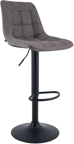 CLP Barhocker höhenverstellbar Mapun, Barstuhl 360° drehbar, gepolstert mit Metallgestell für Küche, Theke, Bar und Lounge, Farbe:dunkelgrau, Material:Stoff