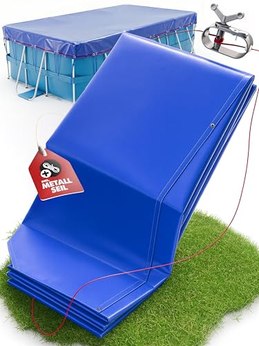 Telo di copertura per piscina 300 x 200 cm con materiale di fissaggio, telo invernale in materiale spesso 200 g/m², adatto per piscina Intex Bestway, 360 x 260 cm, resistente all'inverno