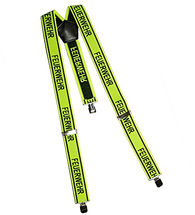 Hosenträger Feuerwehr neongelb Stretch Material Y-Form Größenverstellbar